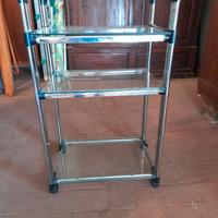 Carrello porta televisione in vetro e metallo