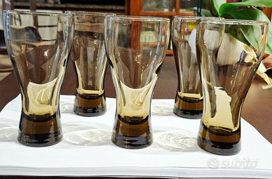 5 bicchieri in vetro fumé  vintage originali per i