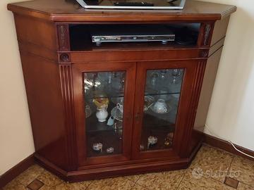 credenza angolare porta TV con vetrina