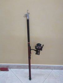 Canna da pesca vintage con mulinello