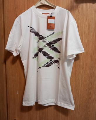 T-shirt Missoni bianca con disegni  neri e verdi