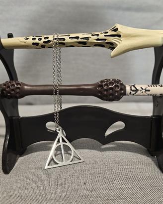 2 Bacchette Harry Potter + Ciondolo Doni Morte