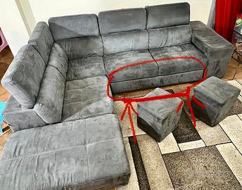 Divano letto angolare grigio  pouf contenitore