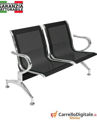 Sedie da attesa in acciaio colore nero 2 posti