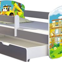 Letto bambino ruspa 180x80 +2materassi + cassetto