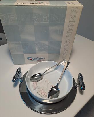 Set insalatiera con vassoio acciaio inox Giorinox