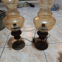 COPPIA ANTICHE LAMPADE ABATJOUR