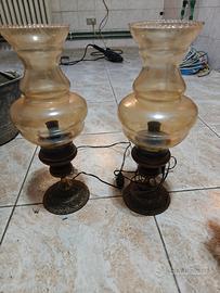 COPPIA ANTICHE LAMPADE ABATJOUR