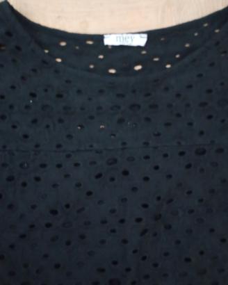 abito puro cotone in pizzo nero 