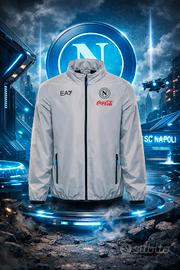 Giacca Antivento SSC Napoli/EA7 silver full zip.