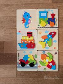 Gioco Puzzle Legno Montessori 1-2-3-4 anni