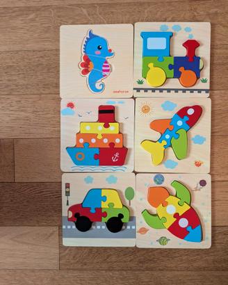 Gioco Puzzle Legno Montessori 1-2-3-4 anni