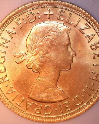 Sterlina Oro Regina Elisabetta II Fiocchetto 1967