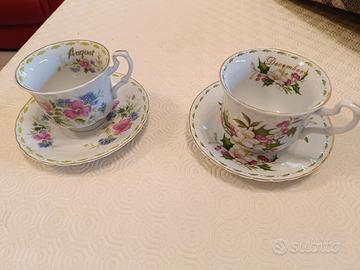 coppia di tazzine da tè mesi dell' anno