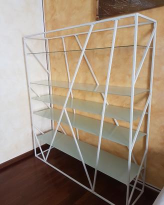 Libreria scaffale metallo bianco vetro Semeraro