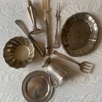 Lotto argento placcato posate saliera sterling