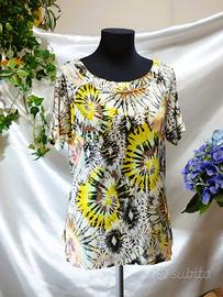 Top donna maglia maniche corte estivo psicadelico