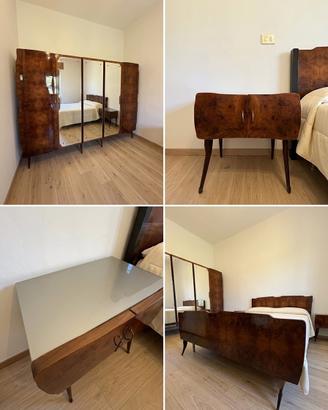Camera da letto vintage in radica di noce