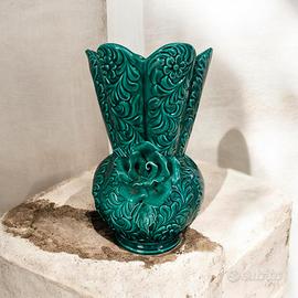 Vaso Vintage Ceramica Siciliana C.S. Verde