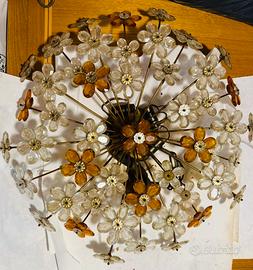 Lampadario d’epoca a filo in vetro di murano