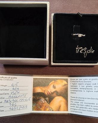 anello solitario oro bianco 18 kt e diamante 