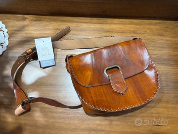 borsa a tracolla in vera pelle cuoio artigianale