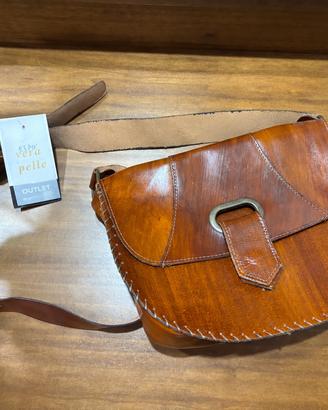 borsa a tracolla in vera pelle cuoio artigianale