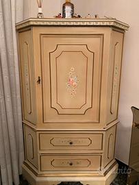 Mobile Bar Angolare Vintage Decorato a Mano