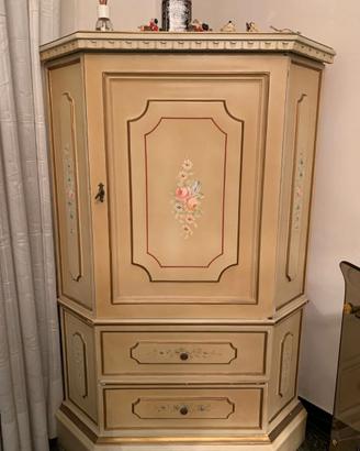 Mobile Bar Angolare Vintage Decorato a Mano
