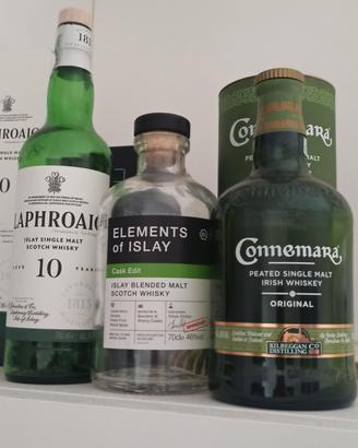 lotto di 3 bottiglie vuote di whisky 