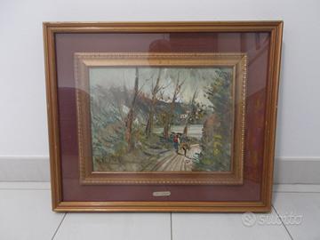 Quadro con bosco e contadino