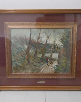 Quadro con bosco e contadino