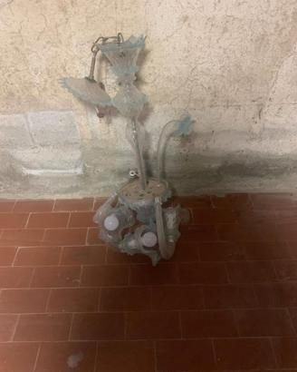 Lampadario vintage in vetro lavorato a mano