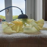 lampada anni 40 vetro opalina sfumato e plissé 