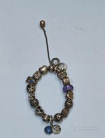 bracciale argento 925 pandora completo di charms 