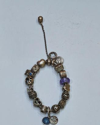 bracciale argento 925 pandora completo di charms 