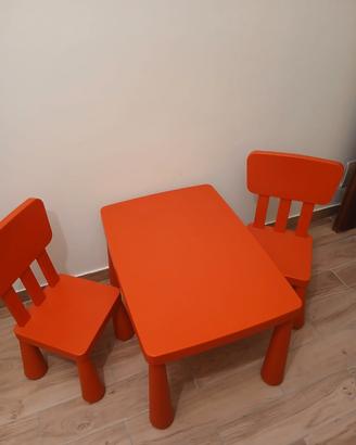 set tavolino con sedie e sgabelli da bambino 