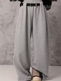 Pantaloni palazzo vita alta con cintura