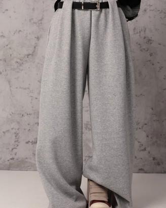 Pantaloni palazzo vita alta con cintura