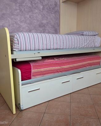 Letto singolo con cassetti