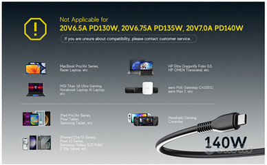 HKY caricabatterie 140W -ALIMENTATORE TIPO C