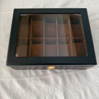 porta-orologi da 10 posti in legno e vetro