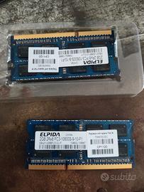 4 Gb n.2 ddr3 1333mhz pc3 10600s sodimm ram