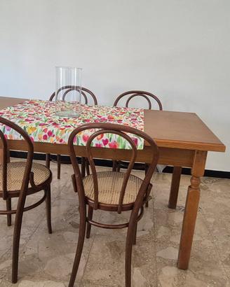 Tavolo rustico + 4 Sedie stile Thonet 