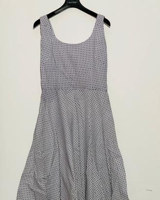 Vestito a ruota bianco blu