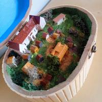 Diorama artigianale su scatola Paese borgo 1:350