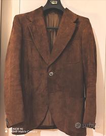 giacca vintage in pelle scamosciata stile anni 70