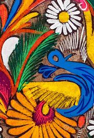 Quadro pannello messicano su corteccia di sughero