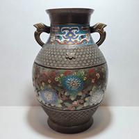 Vaso giapponese in bronzo con smalti cloisonné