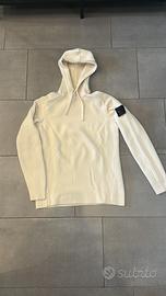 Stone island ghost felpa hoodie in cotone bianco